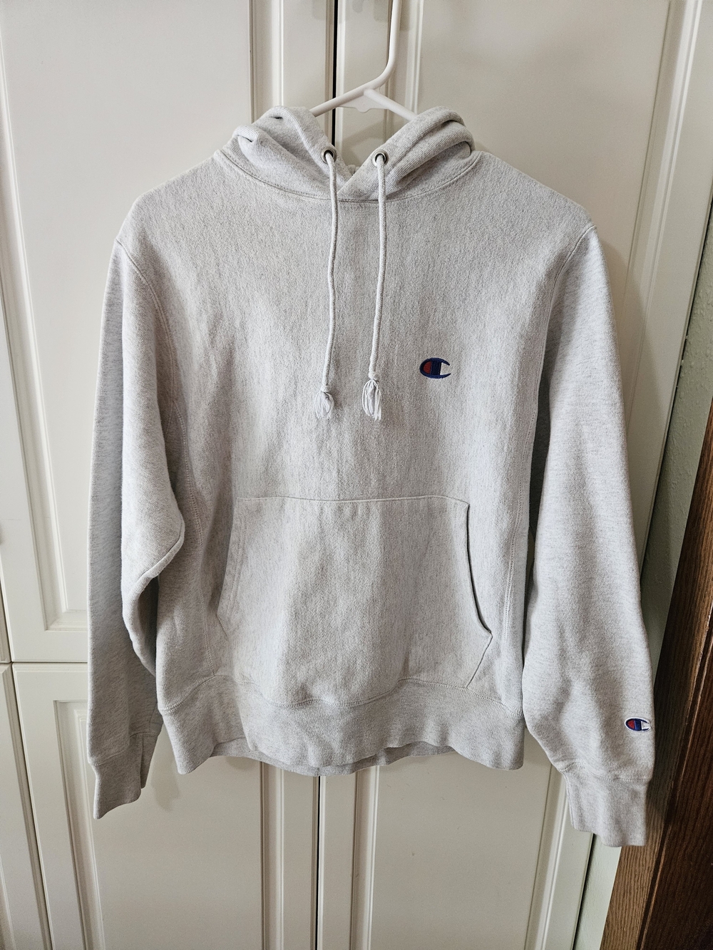 Champion Reverse Weave Light Gray Pullover Hoodie Sweatshirt Cotton Unisex Small